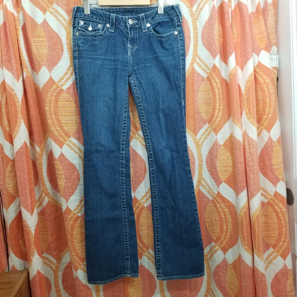 TRUE RELIGION Becky Sz 29 jeans crystal bling Jeans made in USA  flap Pocket Y2k - Picture 8 of 16